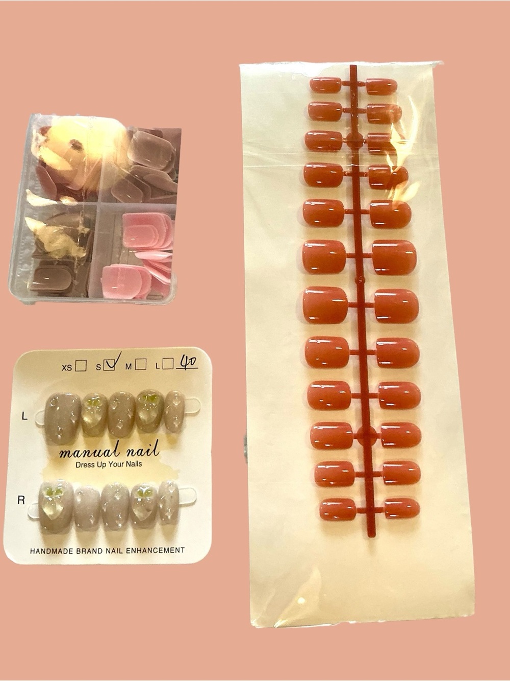 Glossy Press-On Nails + Neutral Accent Set, & 1 with 20 each of 4 colors. 6 sets